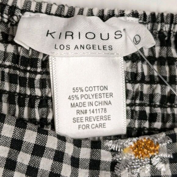 Kirius Los Angeles Top Women Large Plaid And Flowers Short Sleeves Crop Junior L - Picture 7 of 9